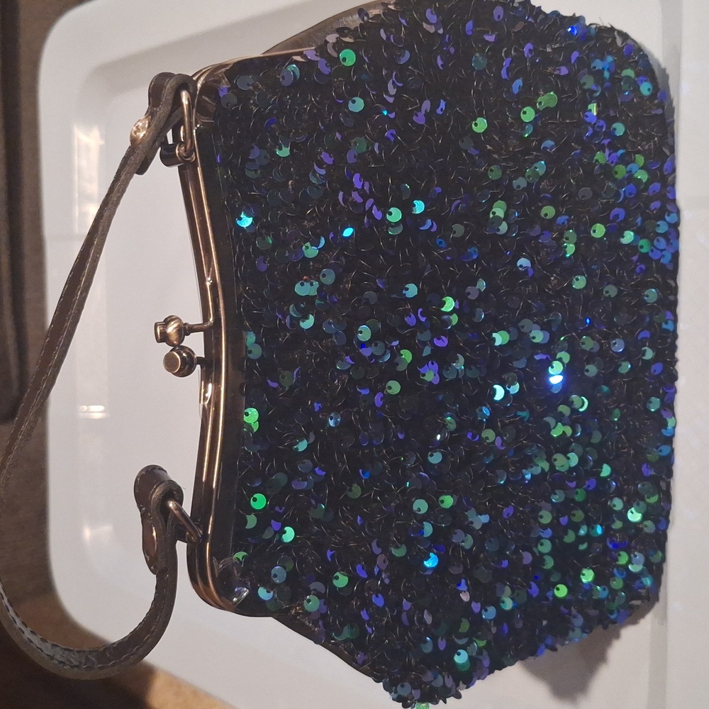 Patricia Nash Blue/Black/Green Sequin Handbag- New
